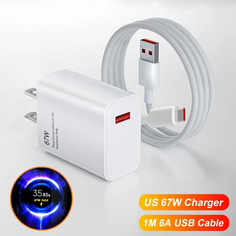 Xiaomi 67W cargador Turbo carga rápida adaptador UE/EE. UU. Cable Usb tipo C para Redmi Note Pro Mi 13 Lite K60 K60E K50 CIVI 3 2