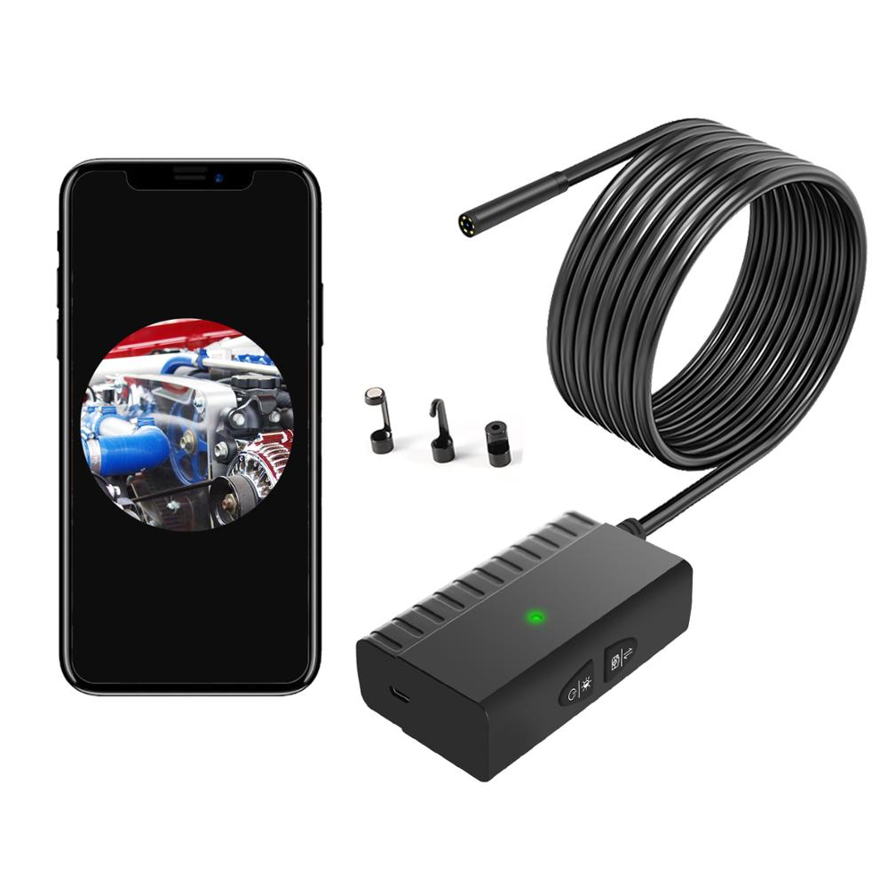 5.5mm WIFI Endoscope Camera HD 1200P 1-10M Mini Waterproof Hard Wire Wireless 6 LED Borescope Camera For Android PC IOS Endoscop