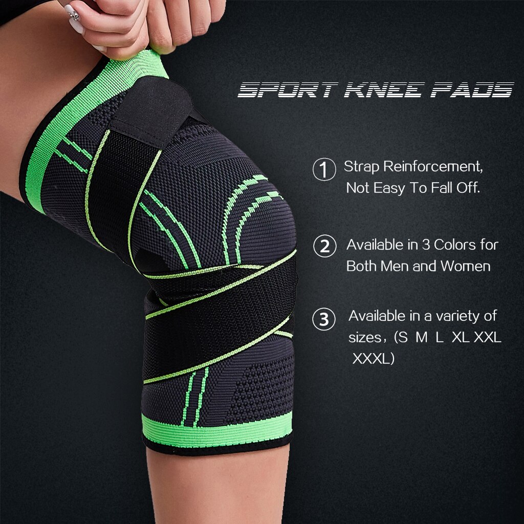 WorthWhile 1 Piece Sports Kneepad Men Pressurized Elastic Knee Pads Support Fitness Gear Basketball Volleyball Brace Protector