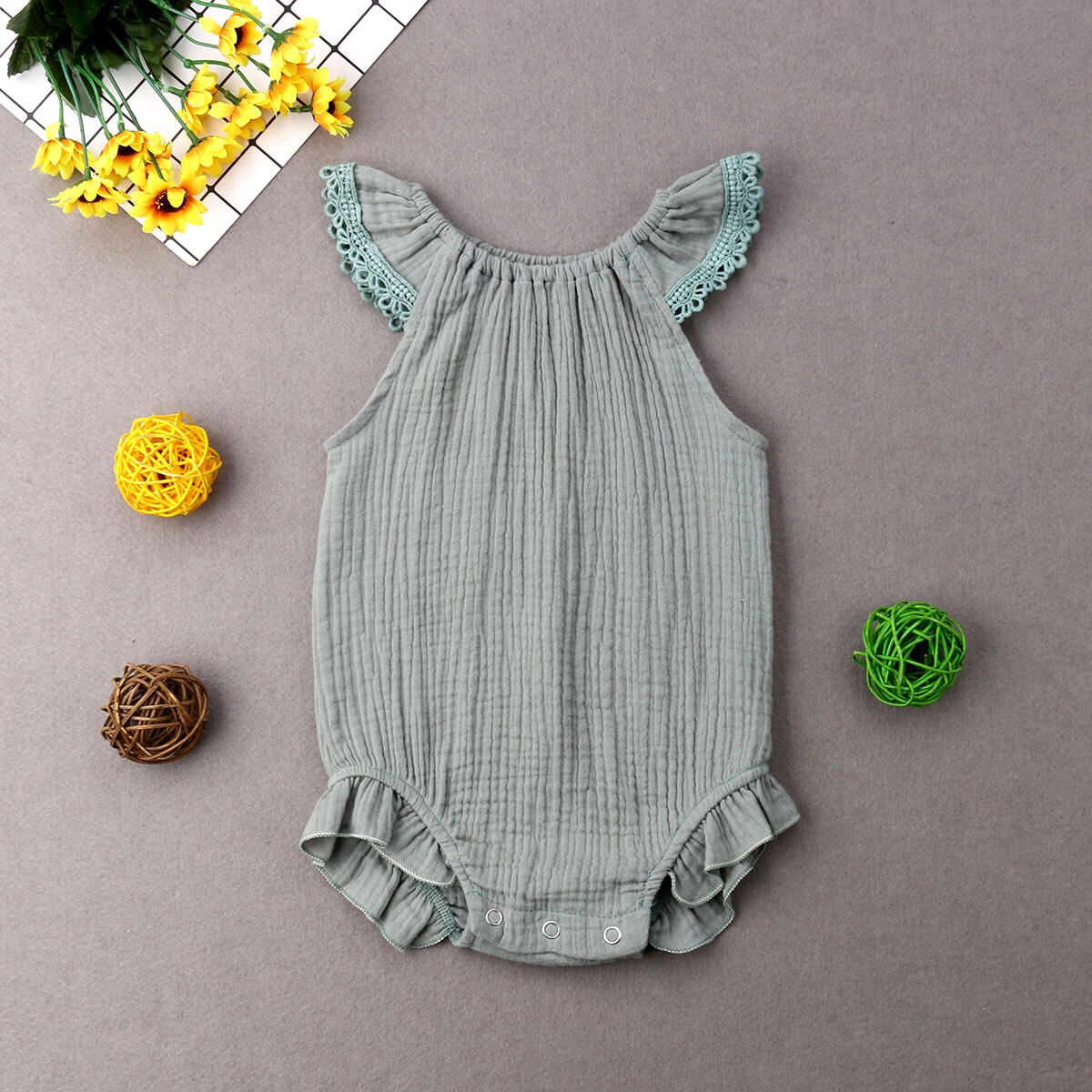 Ropa de verano Citgeett para recién nacido, traje entero con mangas con volantes, mono sólido de una pieza para bebé, traje de playa, trajes Casuales