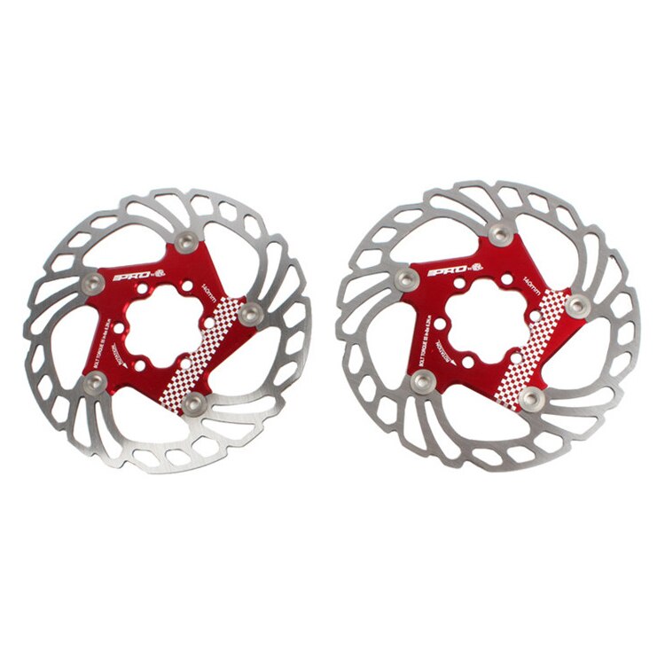 140mm Disc Brake Pads On For MTB Bicycle Road Bike Brake Line Pulling Disc Brake CNC Front Rear Bicycle Brake IIIPRO Ultraligt: Rotor Red 2pcs