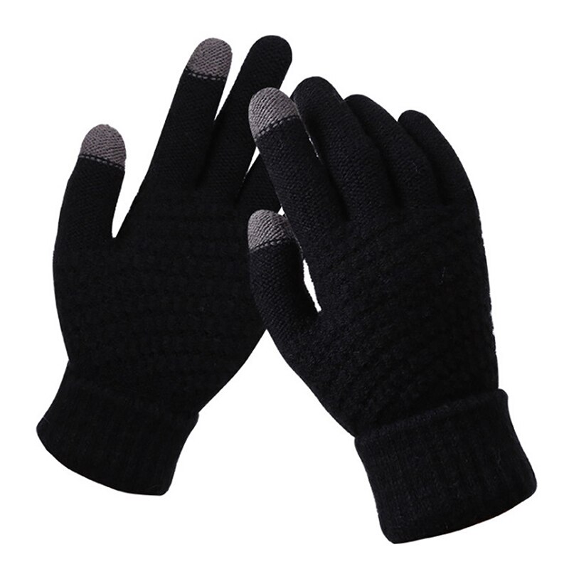Guantes de punto de Cachemira para mujer, guantes de Jacquard con pantalla táctil, cálidos, de esquí, guantes de peluche: 03