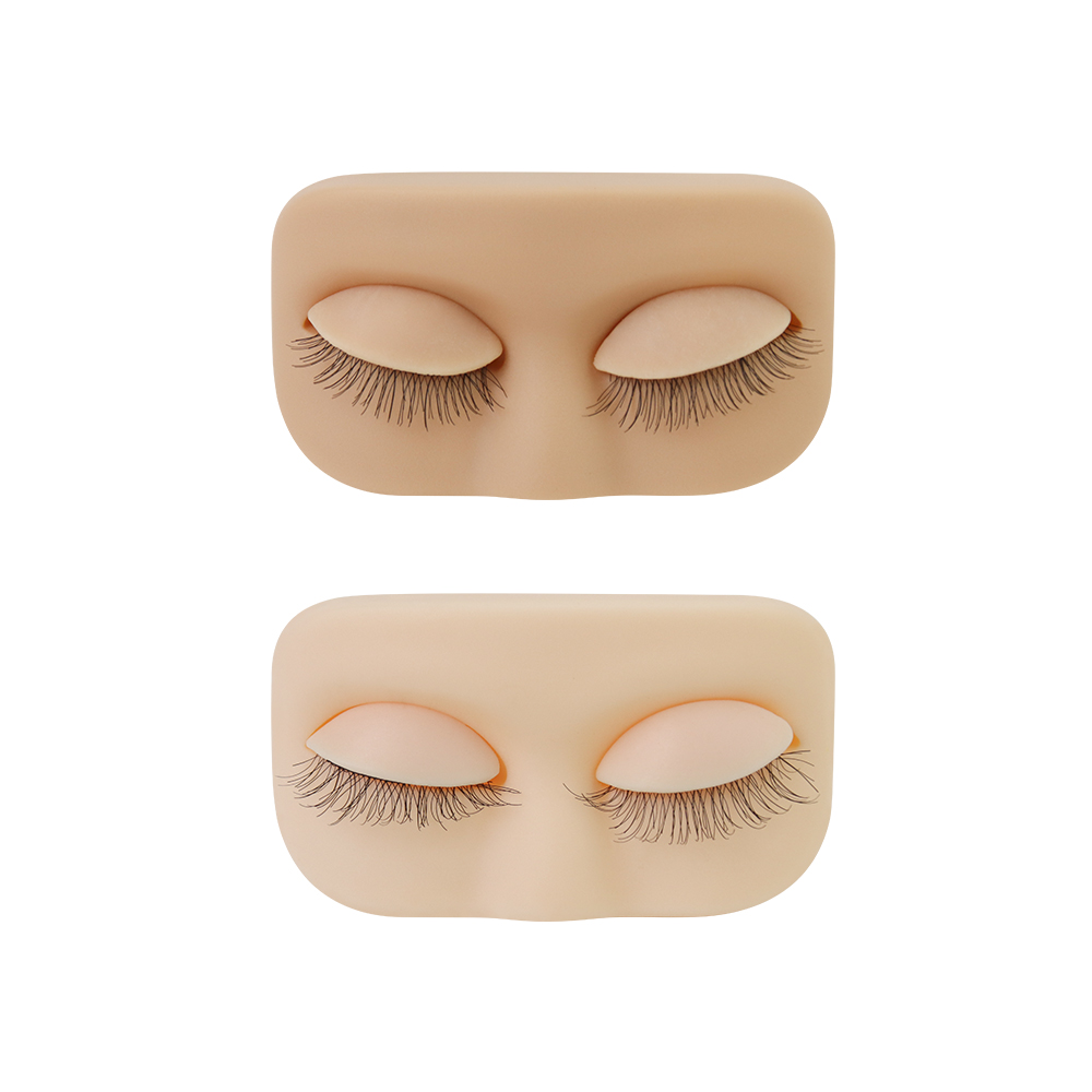 GLAMLASH Mini Peitsche eben Modell Kopf Übungs-Wimpernverlängerungs-Trainingskopf mit abnehmbaren Ersatz-Augenlidern