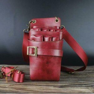 Professionale Forbici Del Barbiere Borsa Crossbody Pacchetto Della Vita di Parrucchiere Strumento Pouch: Red