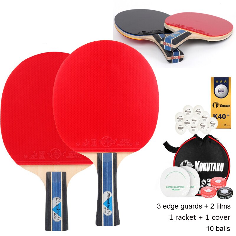 Table Tennis Racket With Rubber Pingpong Paddle 5 Layer Pure Wood Ping Pong Racket Bat