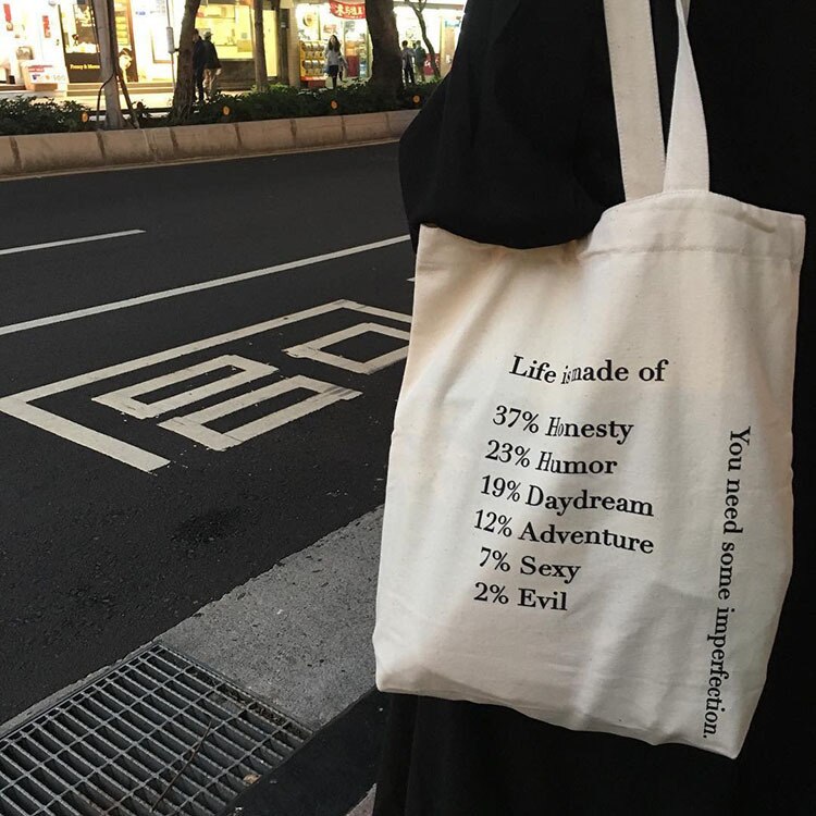 Di modo Grandi Lettere Stampate Tote della Tela di canapa Della Borsa Delle Signore Casual Borsa A Tracolla borse della Spesa Riutilizzabili Sacchetti Della Spesa Delle Donne Shopper Borse: no zipper