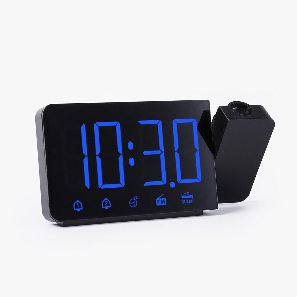 Horloge de Table avec réveil | Horloge numérique électronique de bureau, fonction de Snooze, Radio FM, pression sonore avec Projection d'heure: Bleu