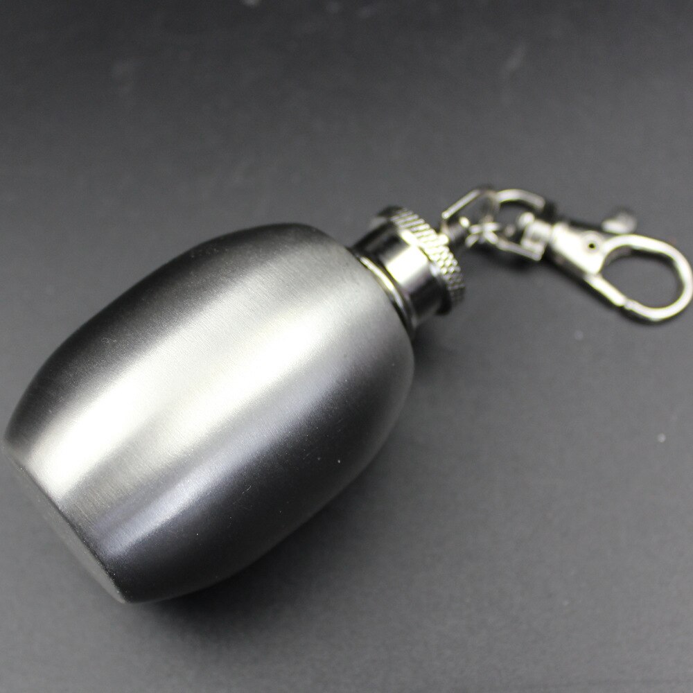 2oz Stainless Steel Mini Hip Flask with Keychain Screw Cap Portable Alcohol Flask Liquor Whiskey Bottle Outdoor Travel
