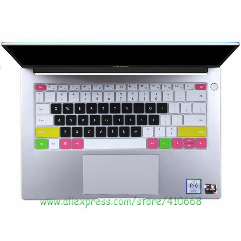 Til huawei matebook  d 14 r5 3500u linux bærbar silikone støvtæt tastatur cover skin protector mate book  d14: Farve 2