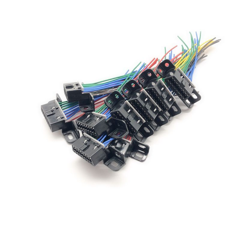 Universal Full Line 16 Pin Core OBD Plug OBD2 16pin Female Adapter To Open End Automotive Computer Detection Connector DIY Cable