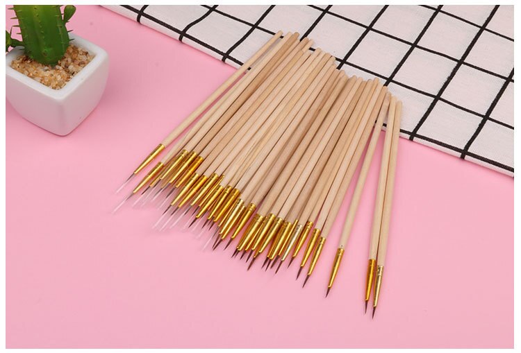 100 stk/sæt fin håndmalet tynd krog line pen multifarvet stafet tegning kunst pen maling pensel kunst forsyninger nylon pensel special: Guld 000