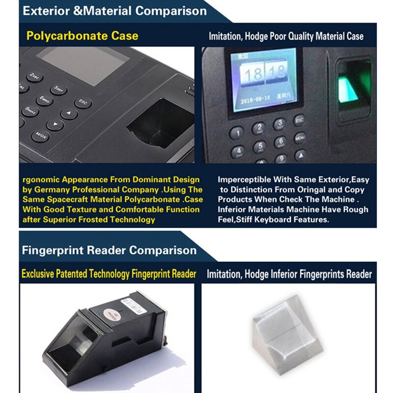 Nuovo-2.4 pollici Display LCD biometrico impronta digitale Password presenza macchina sistema registratore di controllo orologio
