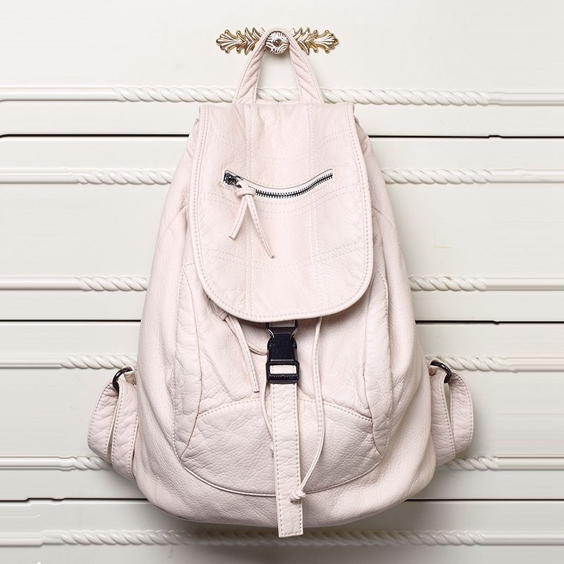 Zaino da donna in pelle lavata famoso Designer di marca di lusso borsa da spalla femminile borsa da scuola per adolescenti borse da donna di moda S2405: White