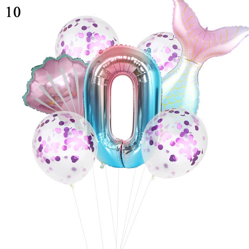 Birthday Party Balloon Decoration Mermaid Birthday Party Decor Number Balloon Decortion For Kids Little Mermaid Party Balloon: 10