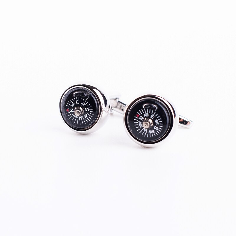 Silvery Tone Really Work Compass Cufflinks Sports Cuff Link Style For Men: 150542