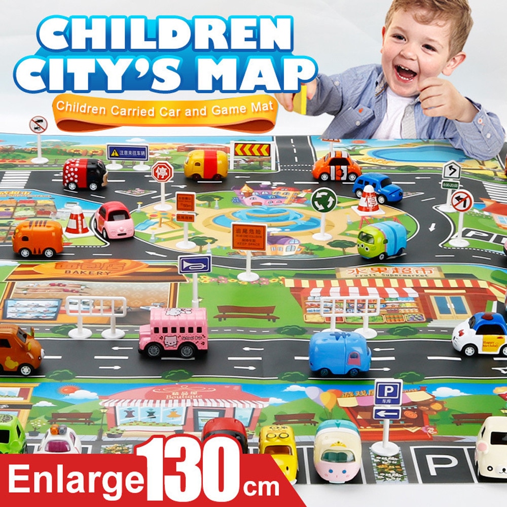 Kids Play Mat City Road Buildings Parking Map Game Scene Home Traffic Map Kids Carpet Map Educational Toys For Children