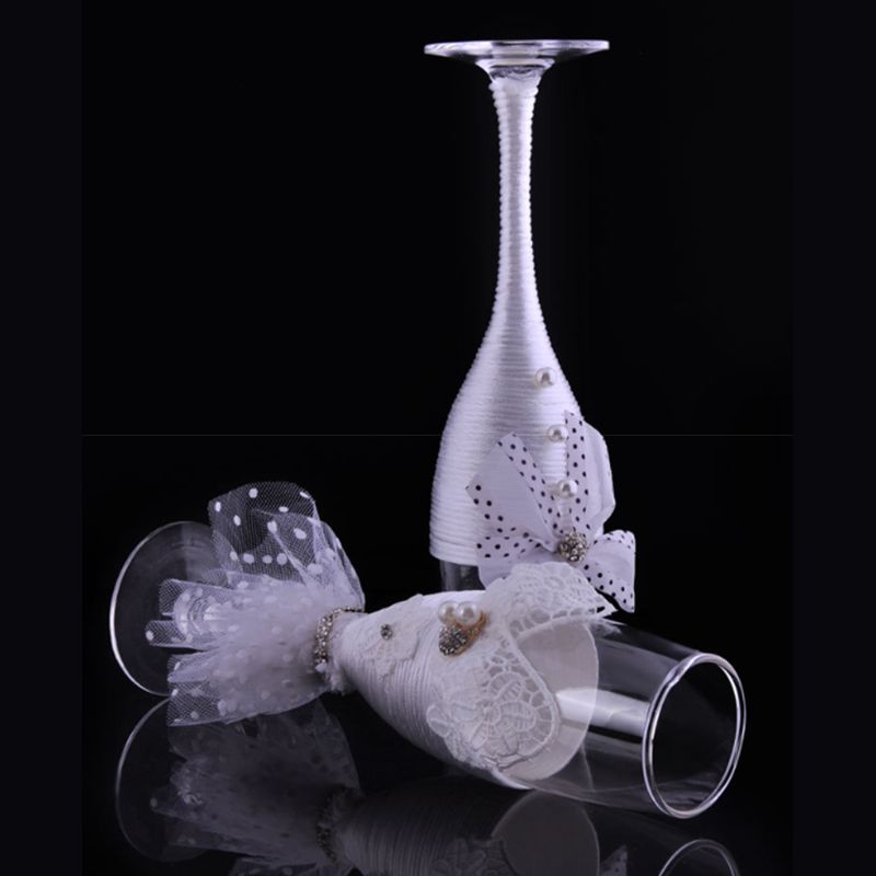 Wijnglazen voor trouwjurken - handgemaakte champagneglazen voor bruid en bruidegom, champagneglas voor bruid en bruidegom (set van  of 2))