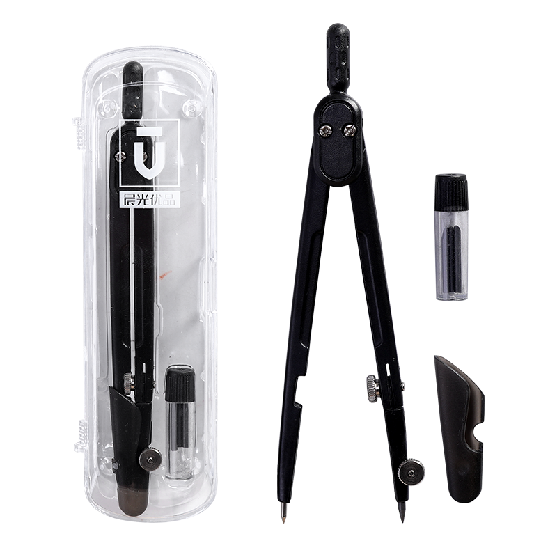 M &amp; G-Juego de compás de Metal, Instrumento de de dibujo, herramienta de oficina, suministros escolares para estudiantes, con caja y lápiz de plomo: 90884 1 set