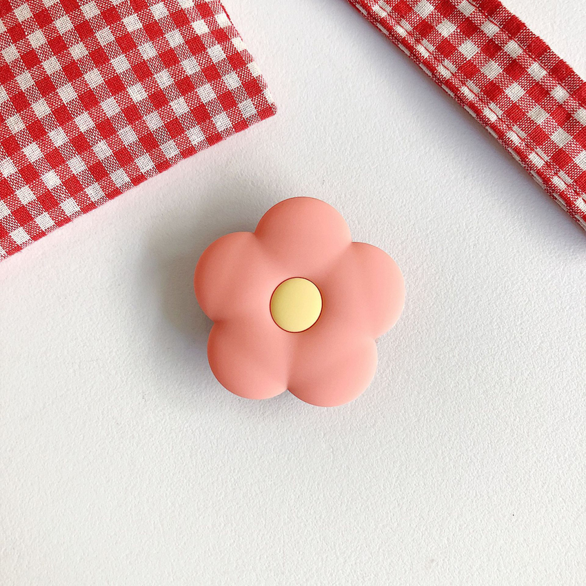 1PCS Cute Cat Paw Colorful Flower Phone Ring Holder Finger Ring Buckle Anti-Fall Foldable Bracket Universal Phone Stand: Coral Pink Flower