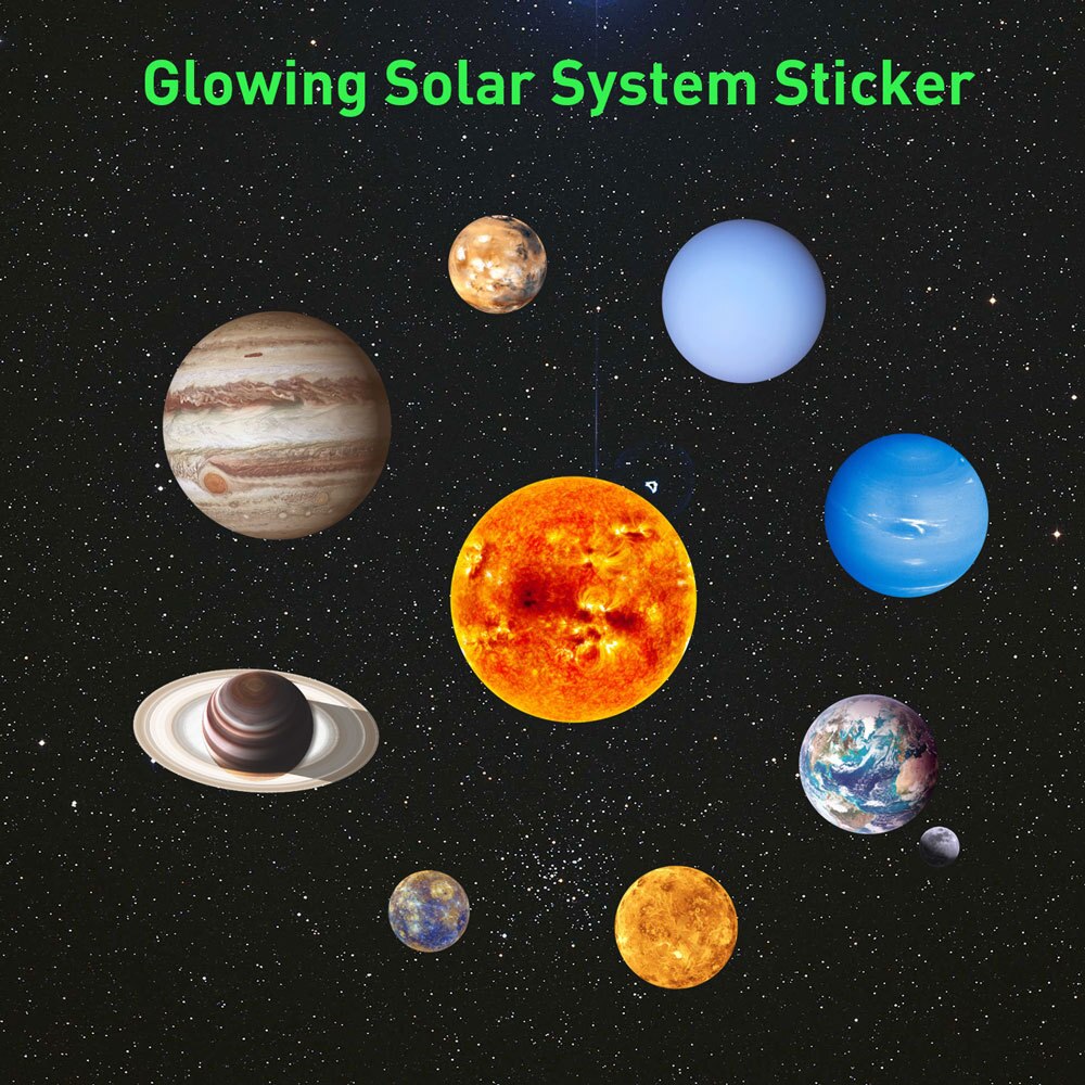 Glowing Wall wallpaper | Solar DIY Planet Wall Stickers 10PCS Decorative Stickers, Night Glowing Planet Sticker Wall Decorations