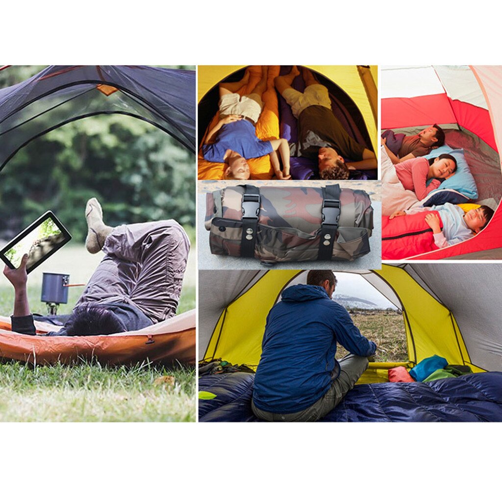 Automatisk oppustelig mat udendørs telt luftmadras campingmåtte med pude camouflage fugtisoleret sovepude
