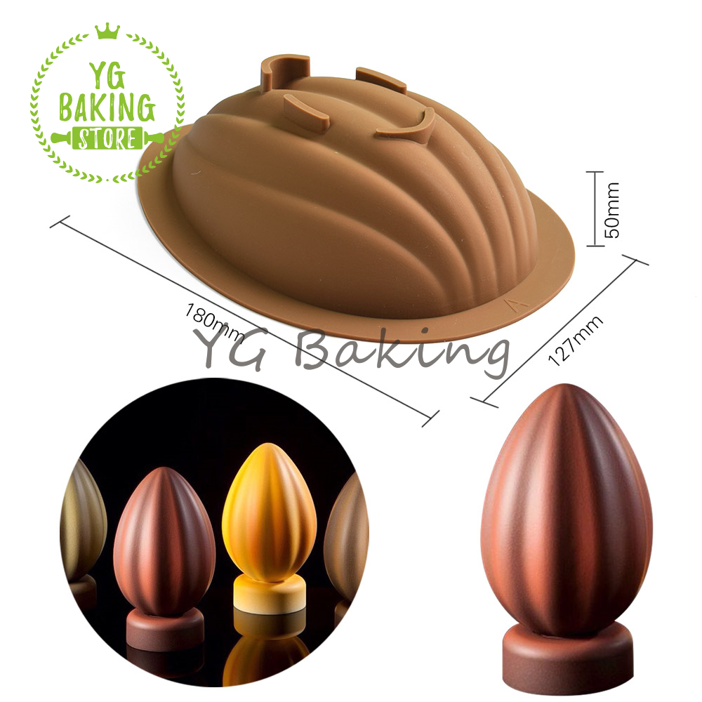 Dorica, varios huevos de Pascua, de molde para Mousse de Chocolate, bricolaje, rompible, molde de silicona para dulces, herramientas de decoración de pasteles, utensilios para hornear: Amarillo claro