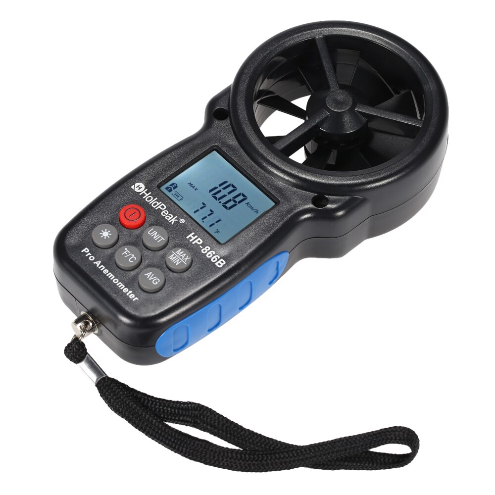 HoldPeak HP-866B Digital Anemometer Handheld Wind Speed Meter for Measuring Wind Speed Temperature and Wind Chill with Backlight