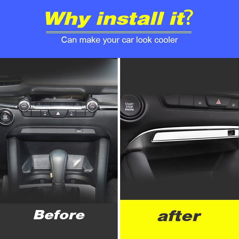 Vtear för mazda 3 tillbehör interiörlister central kontroll usb dekoration ramlock trim bil modifiering styling
