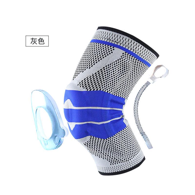 1 Pcs Silicone Spring Full Knee Brace Strap Patella Medial Support Strong Meniscus Compression Protection Sport Pads Running #ED: Grey / S