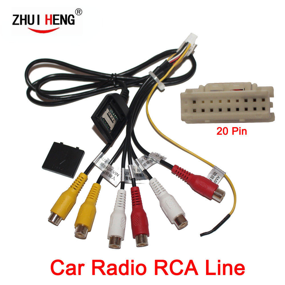 20 P enchufe Radio estéreo para coche salida RCA arnés de cables auxiliar adaptador de conector de cableado cable subwoofer ranura para tarjeta SIM 4G cable de radio para coche