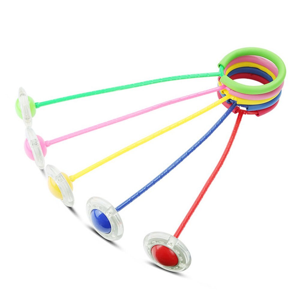 Bola de salto de juguete elástica para niños, juego de Yo, Anillo de pie luminoso, anillo de rotación