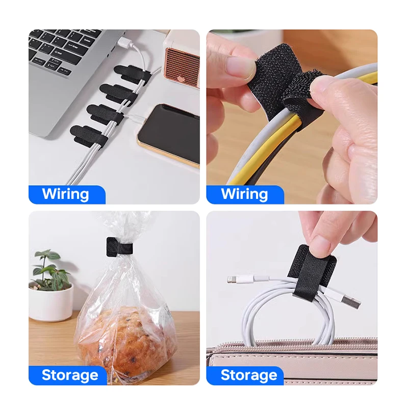 5/12/20Pcs Hook and Loop Tape Wire Organizer 3M Self Adhesive Cable Ties Desk Wire Organizer Cable Straps Wrap Zip Bundle Ties