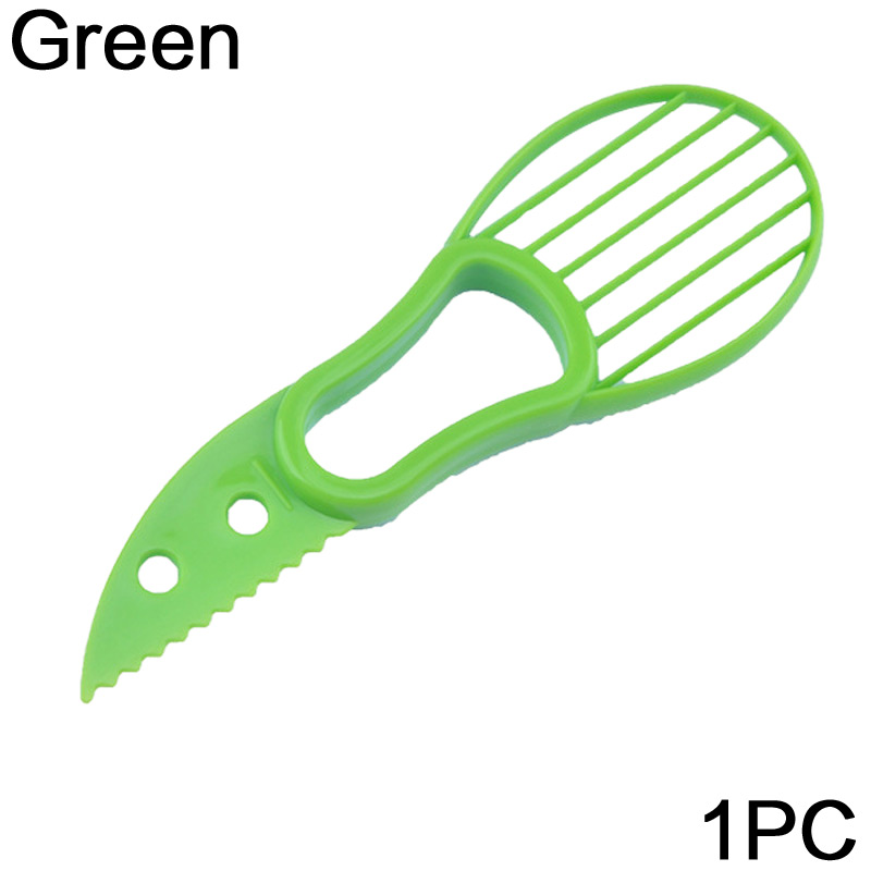 Rebanador de aguacate 3 en 1, carnicería de karité, mantequilla, pelador de frutas, cortador, separador de pulpa, cuchillo de plástico, herramientas de cocina para verduras: green