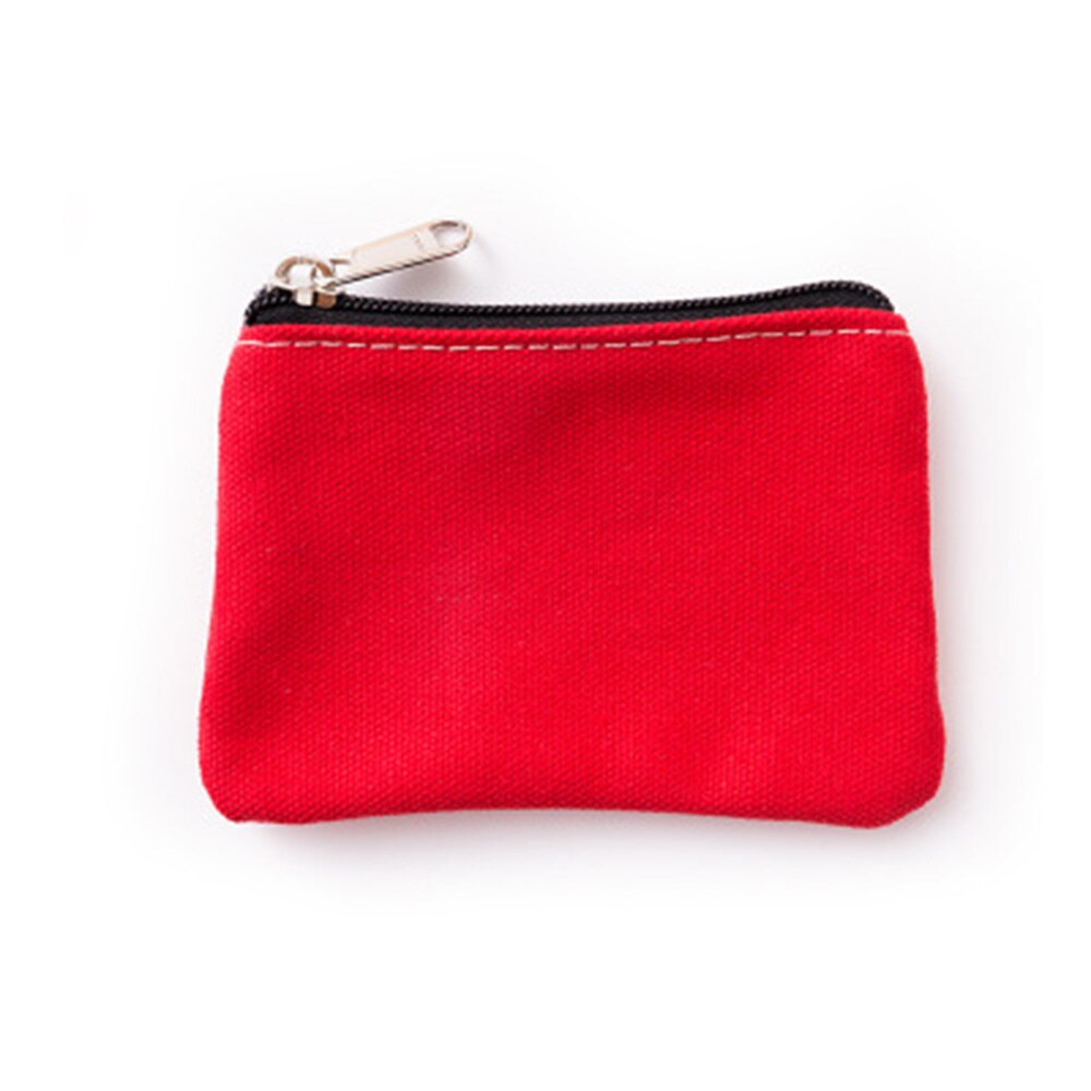 Small Canvas Zipper Pouches Cotton Cosmetic Bags Makeup Bags Cotton Canvas Coin Purse: red