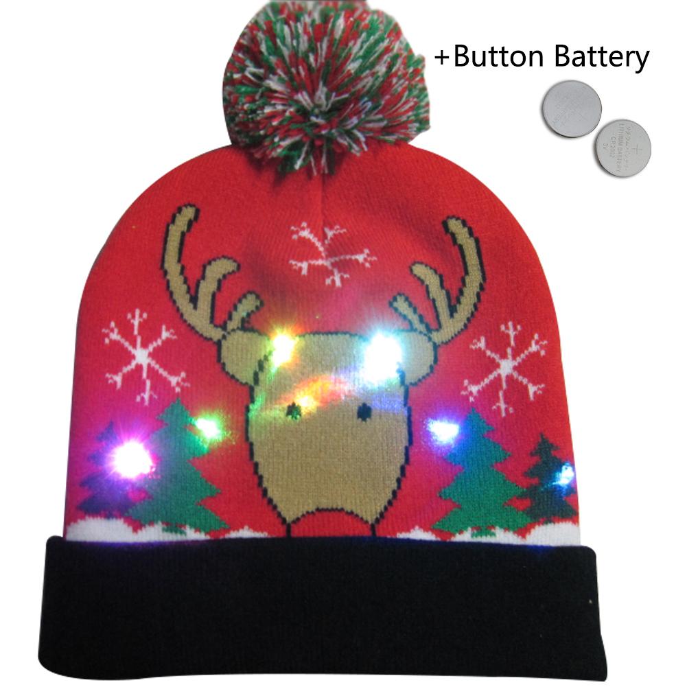 Europese En Amerikaanse Kerst Dag Gloeiende Hoed Led Kleurrijke Licht Knit Wol Cap Gloeiende Hoed LED Kleurrijke Licht Knit Cap garen: 34