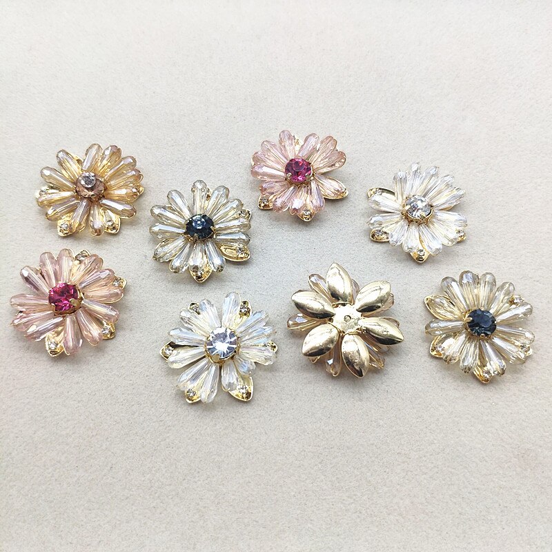 ! 29Mm 20Pcs Koper/Crystal Platte Achterkant Bloem Vorm Charme Voor Oorbellen Maken/Diy Onderdelen, sieraden Vinden & Component