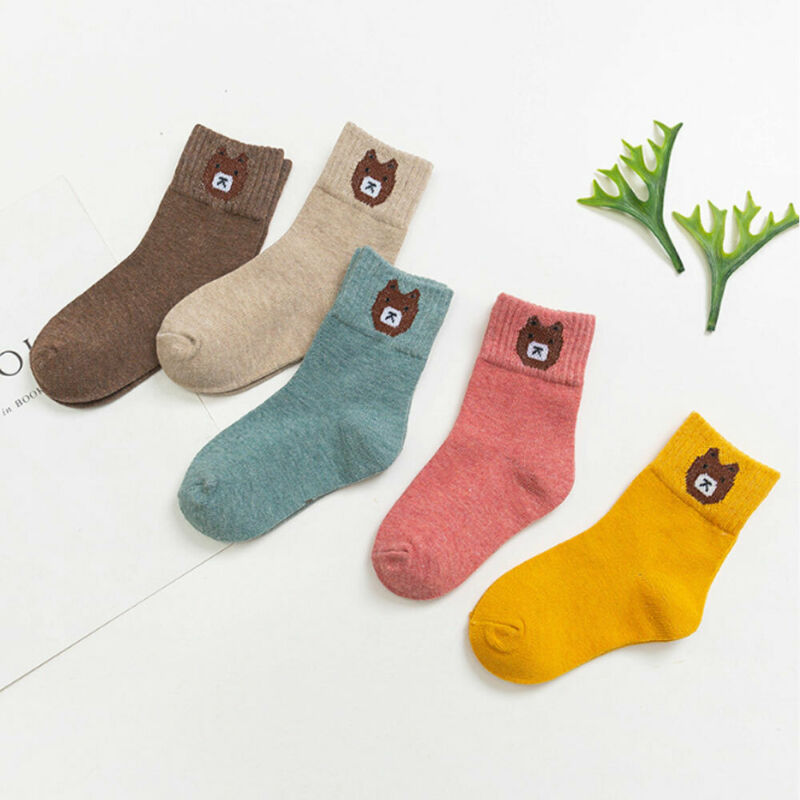 5 Pairs Cute Unisex Cotton Kids Baby Socks Anti-Slip Infant Knee High Sock Toddlers Girls Boys Socks For 1-12Years