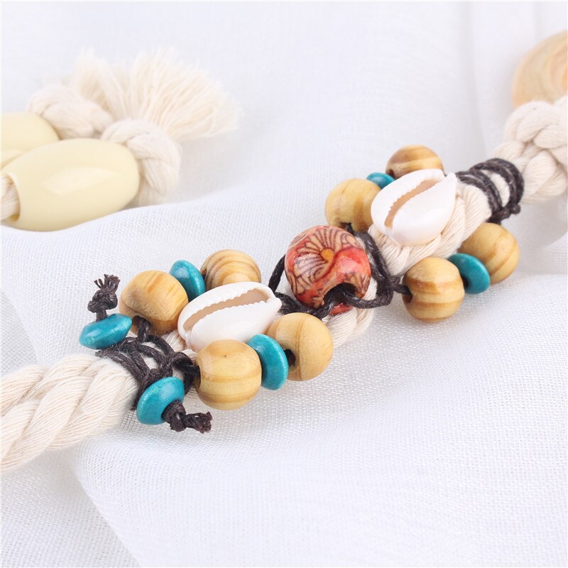 Lovely girl woven braided knitted cotton hemp rope belts for women circular ring buckle thin belt knot waist chain straps