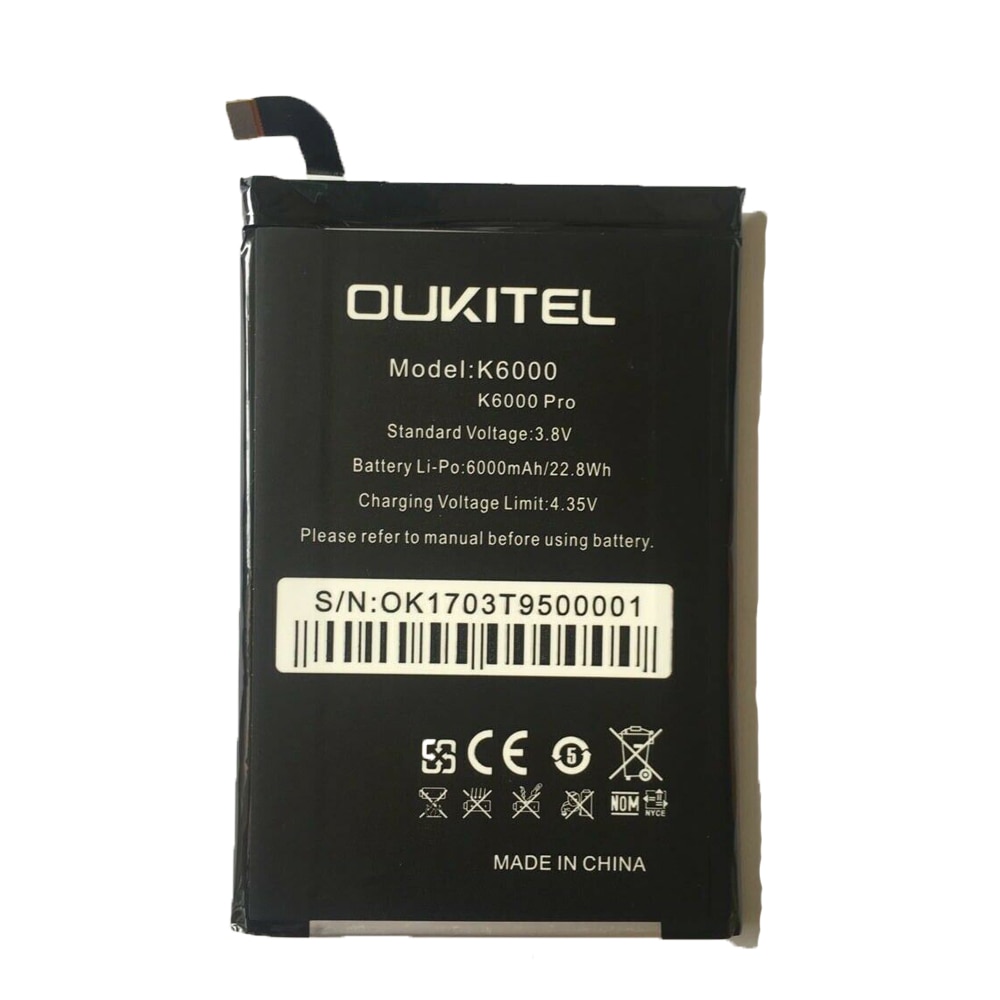 Hoge Capaciteit voor Oukitel K6000 6000mAh batterij Oplaadbare Mobiele Telefoon Batterijen voor Oukitel K6000 PRO Smart Phone