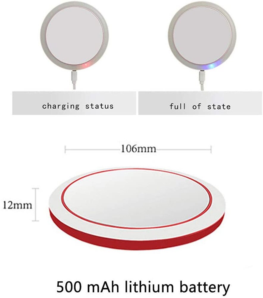 Portable Led Lighted Mini Circular Makeup Mirror Compact Travel Sensing Lighting Cosmetic Mirror Wireless Usb Charging