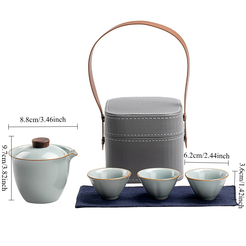 Resetservis en kanna tre koppar expresskopp keramisk tekopp utomhus tedricksutrustning bärbar väska