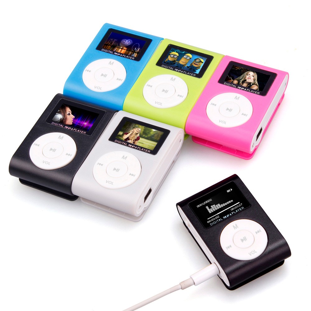 Binmer MP3 Player USB Clip Mini LCD Screen Support 32GB Micro SD TF Card