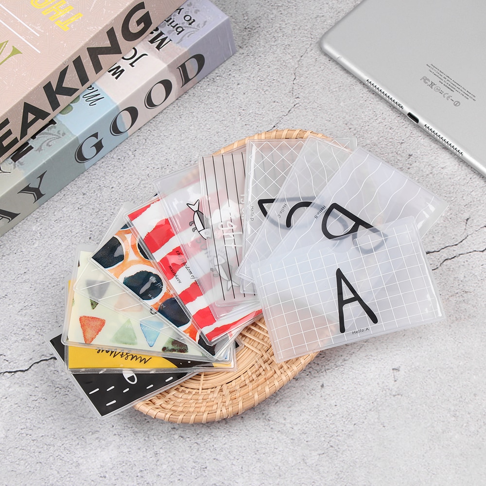 5 PCs Cute cartoon student bank credit card protective cover PVC translucent frosted card holder Protector Case for girls