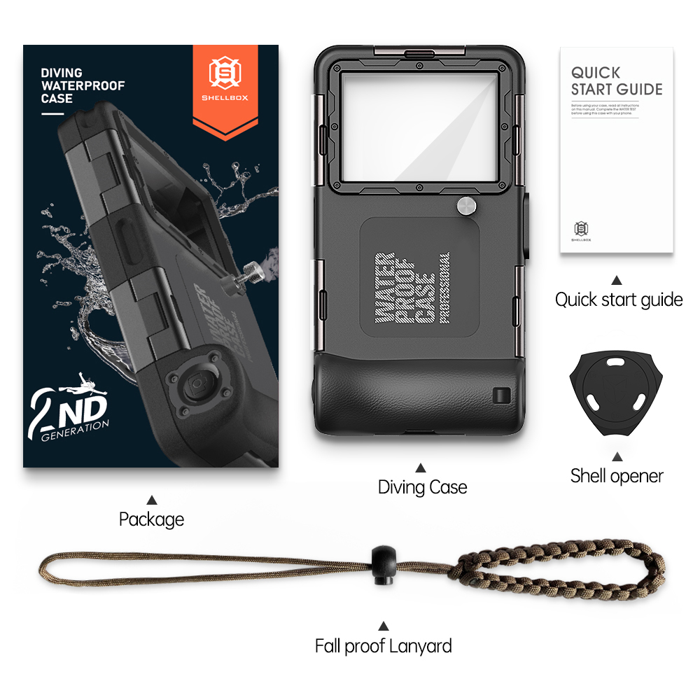 Shellbox Nieuw geüpgradede veelkleurige IP68 standaard 15M/50ft duiken/zwemmen fotografie professionele duiken waterdichte telefoonhoes