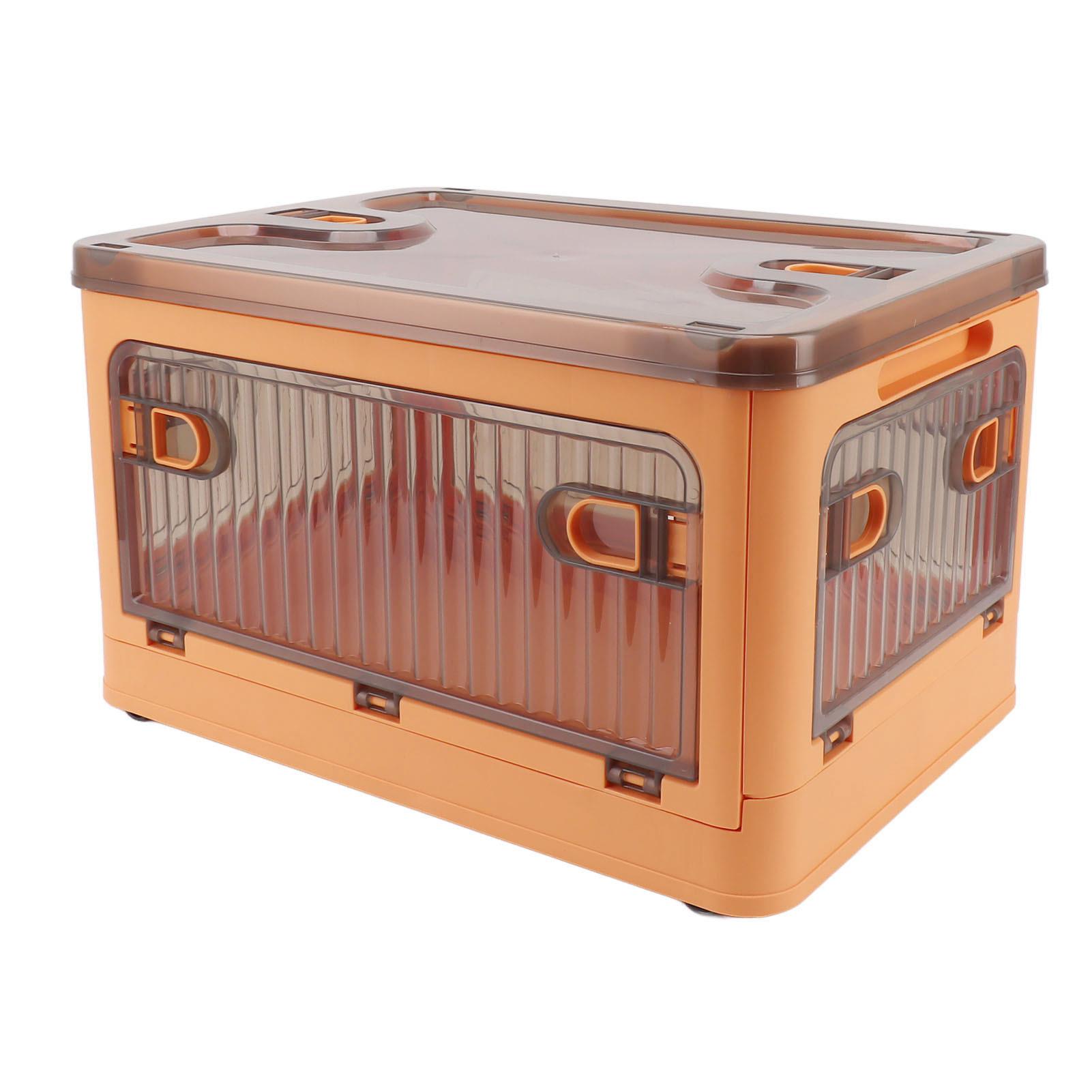 Foldable Stackable Plastic Storage Bin with Wheels & 5-Sided Access - Versatile Storage Solution for laundry Rooms