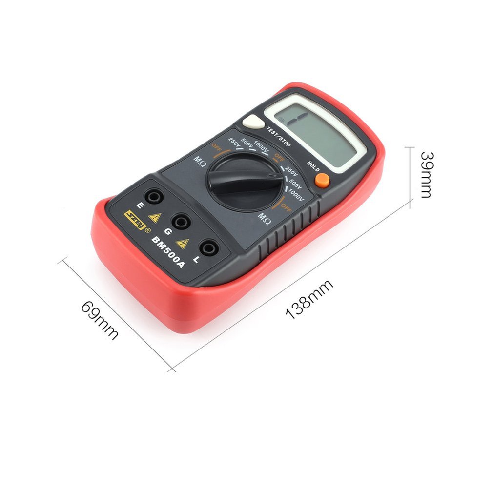 BM500A Digital Megger 1000V Auto Range Insulation Resistance ohm Meter Tester Megohmmeter Multimeter Voltmeter LED indication