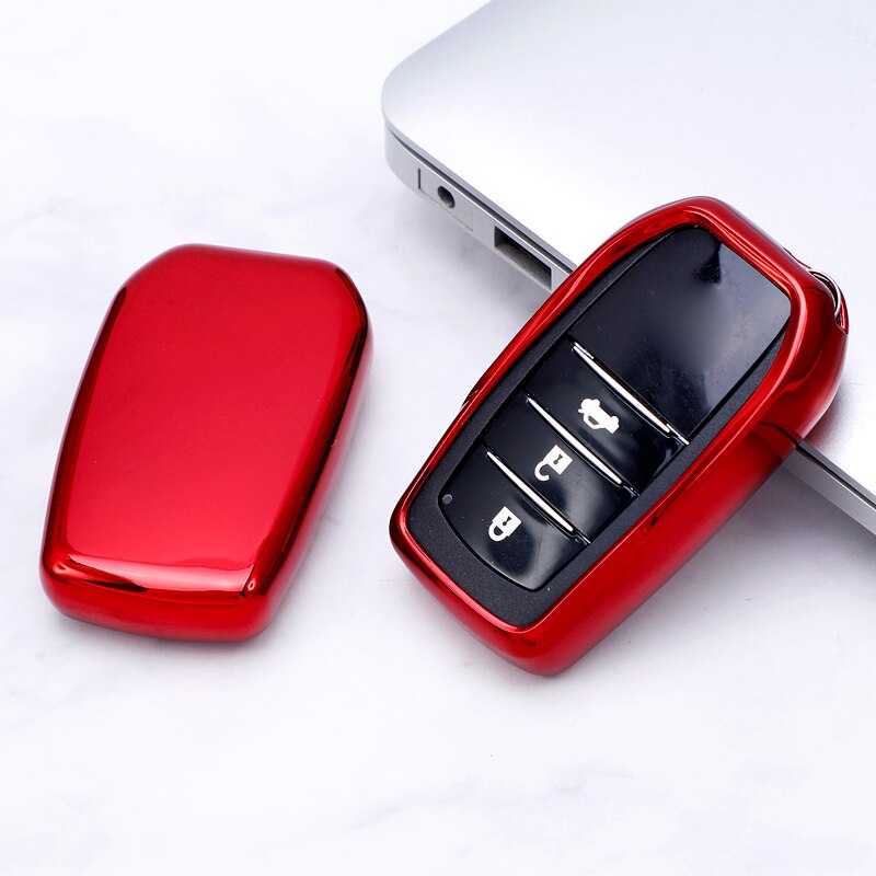 Soft tpu 2 3 4 napin kaukosäädin auton avaimen kuoren suojakotelo toyota chr c-hr land cruiser 200 avensis auris corolla älykäs avaimenperä: Punainen