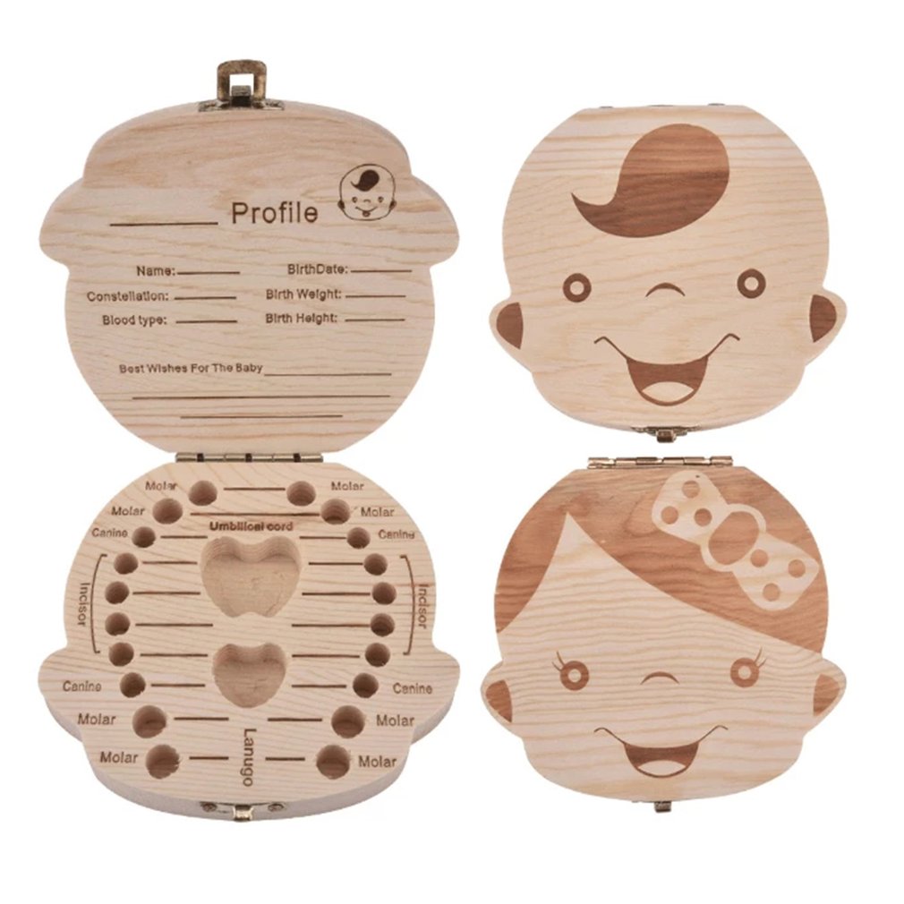 Caja de madera para guardar dientes de bebé, caja de almacenamiento de madera para dientes de leche, cordón Umbilical, caja organizadora para bebé, de madera