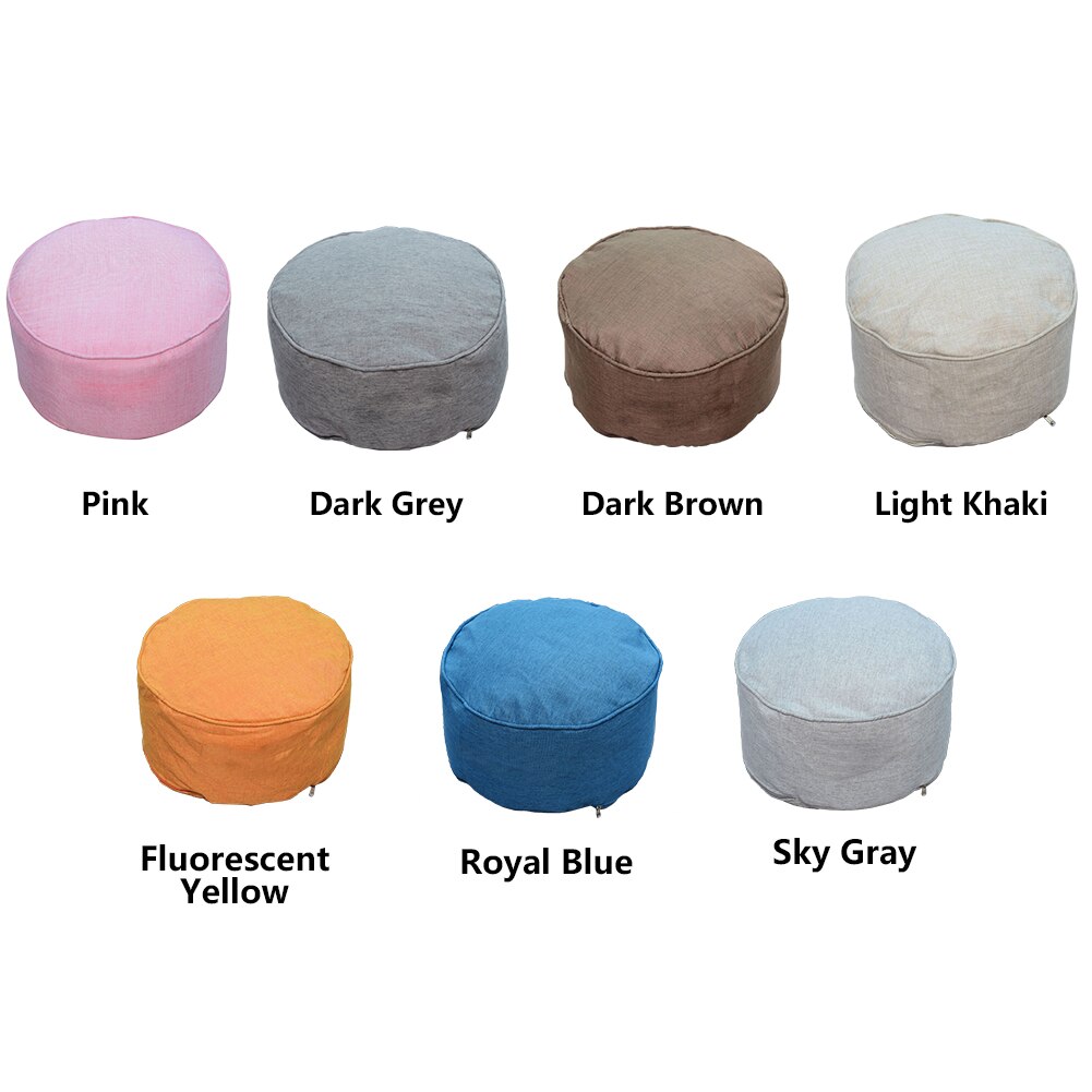 Solid Linen Pouffe Footstool Detachable Pull-Tab Shoe Changing Bean Bag Sofa Stool Round Ottoman Modern Living Room Home Decor