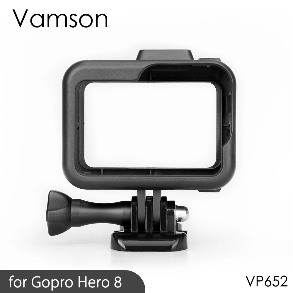 Vamson-gopro hero 8の保護ケース,黒いフレーム,ボーダーカバー,強化ガラススクリーン,goproアクセサリ,vp652: VP652